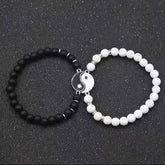 Natural Frosted Glass Yin Yang Bagua Tai Chi Bracelet - Perfect for Couples